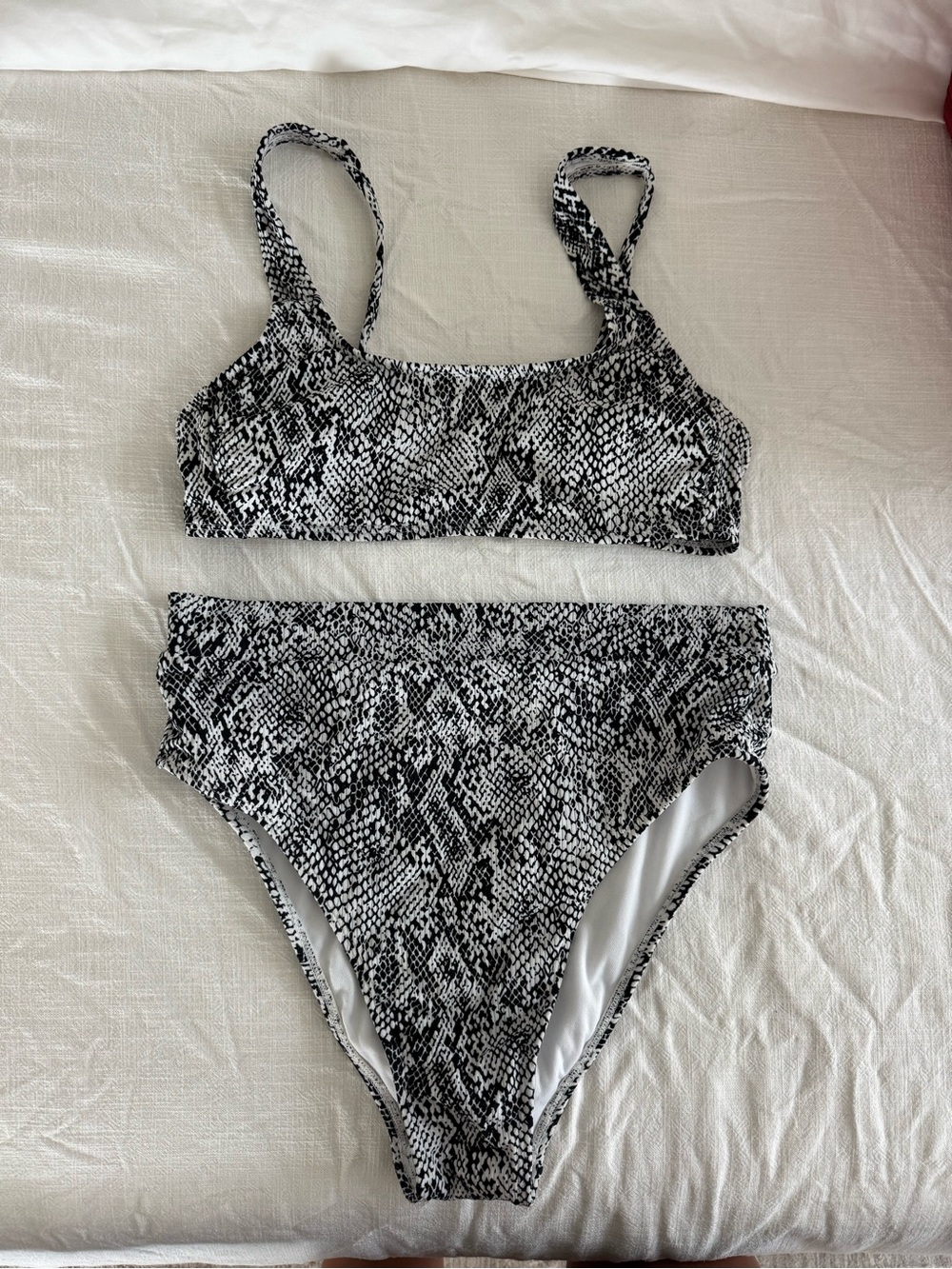 Xhilaration Black & White Snakeskin Two-Piece Swim Set